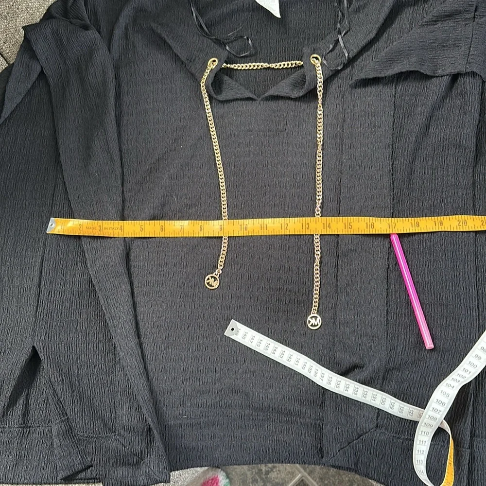 MICHAEL Michael Kors Black Poncho Blouse Gold Chain Accent S/M NWOT